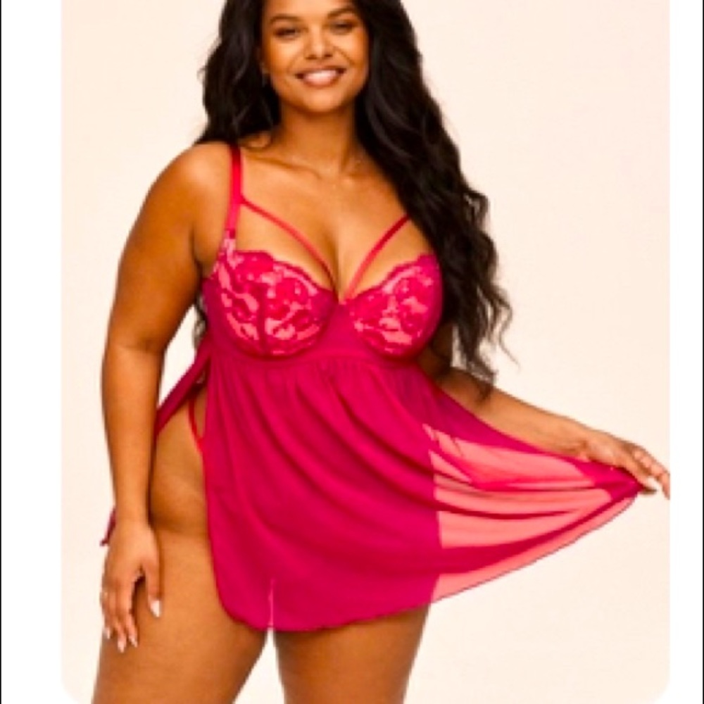 Adore Me Red Teddy lingerie